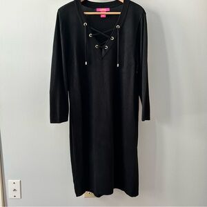 Catherine Malandrino Long Sleeve Lace Up Black Dress